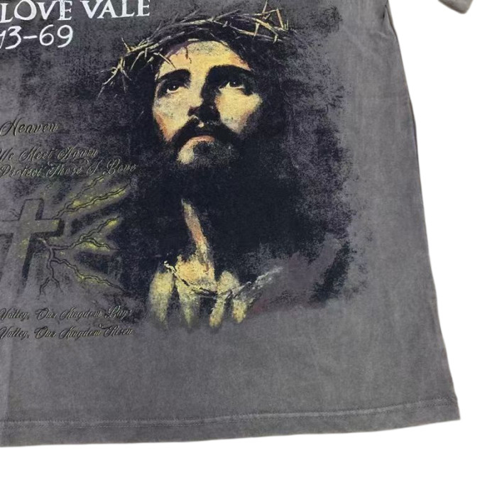 Portrait Printed Retro Vintage Washed T-Shirt 29027134