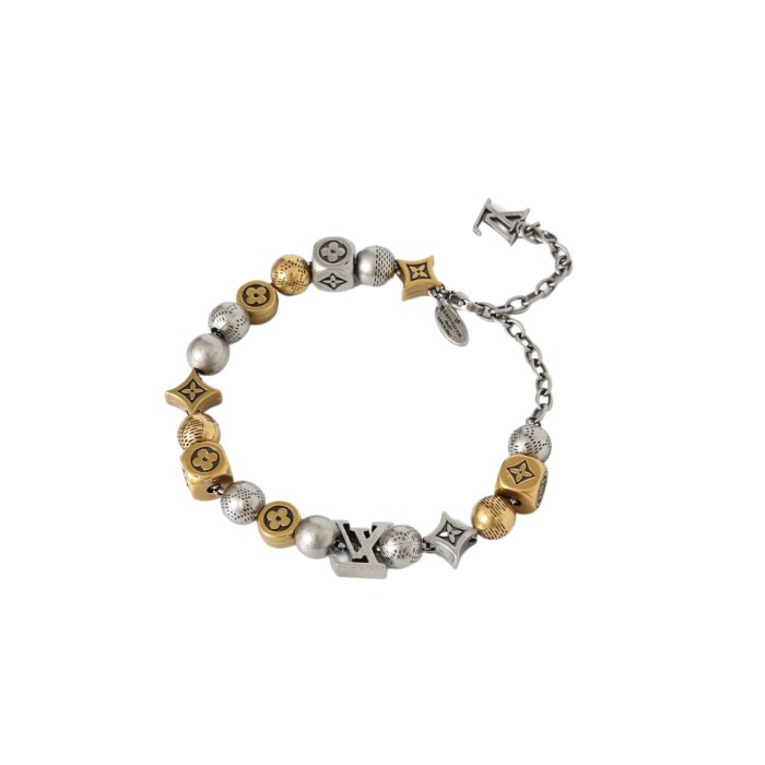 28120724 Square and round bead interlaced bracelet