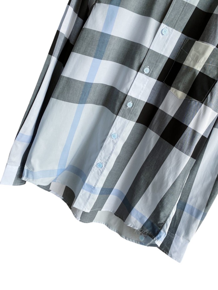 1:1 quality version Plaid Stretch Cotton Poplin Long Sleeve Shirt 8 colors 28875206