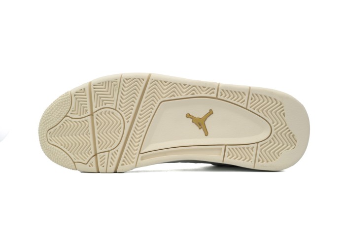 [plus-size shoes]Jordan 4   Metallic Gold  White Leather Basketball Shoes 29035156