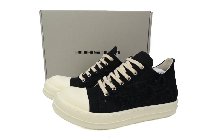 R*ck0wens DRKSHDW Fogachine Slashed Stretch Denim Low Black Milk DU01B7802 SBSLH 911