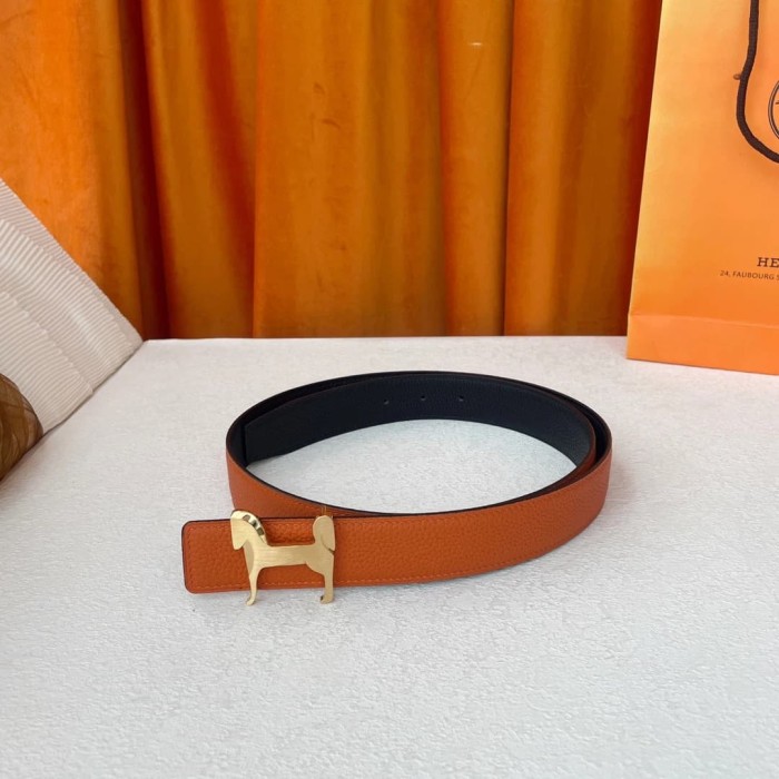 1:1 quality version Metal Horse Buckle Double-sided Belt【Width 3.2 cm】2 colors 28688396