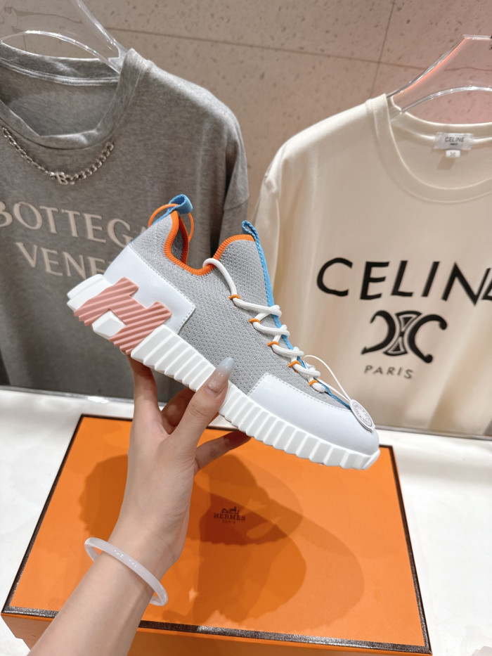 [plus-size shoes]Bouncing Couple Style Nubuck Leather Knit Breathable Casual Sneakers 6 colors 29085406