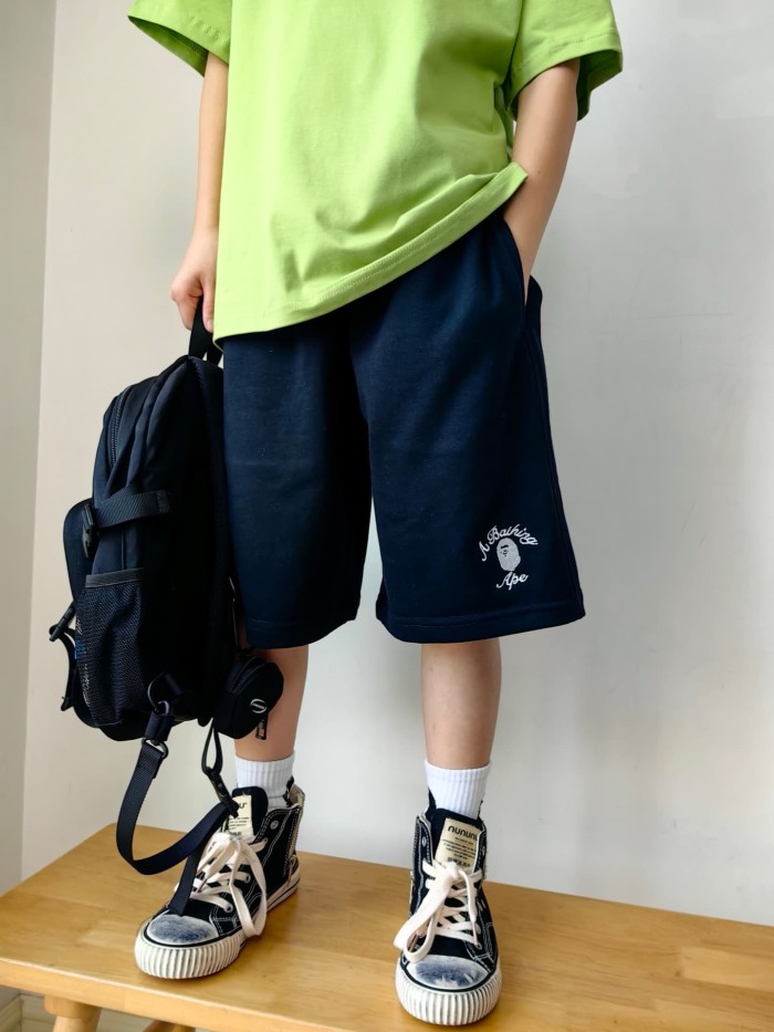 Ape Head Embroidered Terry Sweat Shorts for Kids 2 colors 29006155
