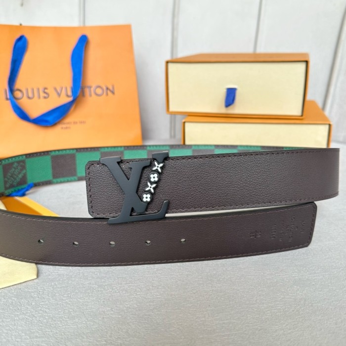 1:1 quality version Colorful Checkered Floral Logo Buckle Belt 10 colors【Width 4 cm】