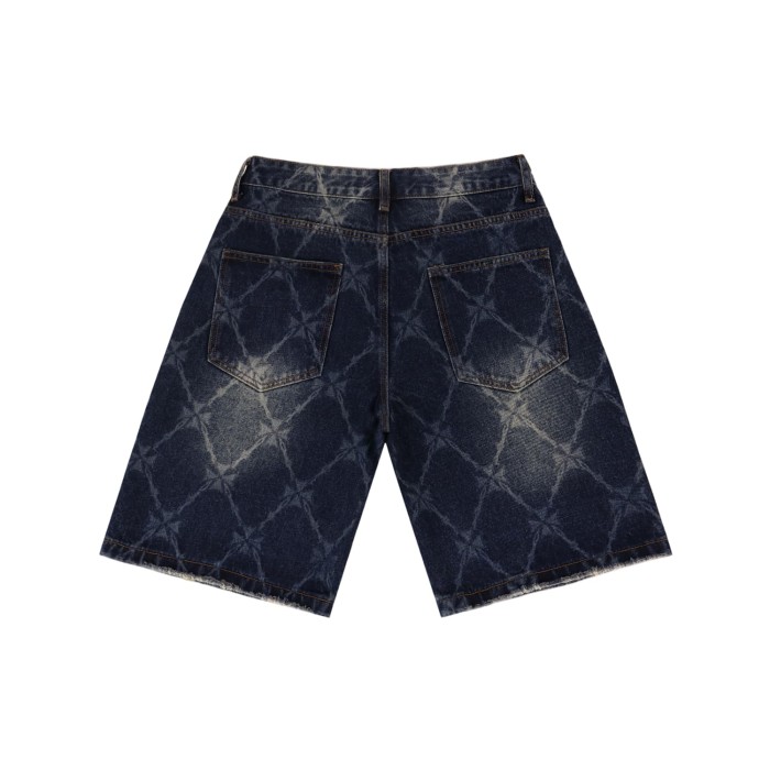 Quilted Laser-Cut Washed Denim Shorts 2 colors 28899678