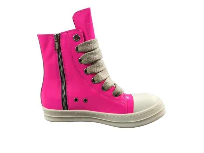 1:1 quality version Red pink thick lace zippered high top shoes