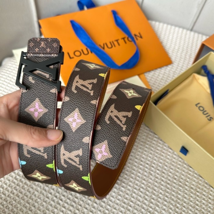 1:1 quality version Full-printed colorful logo metal buckle belt 6 colors【Width 4 cm】
