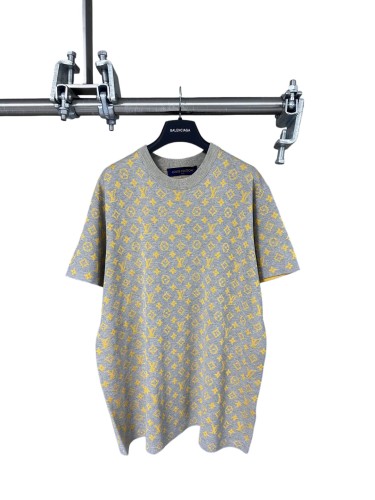 Orange Presbyopic Jacquard Mulberry Silk Knitted T-shirt 28963814