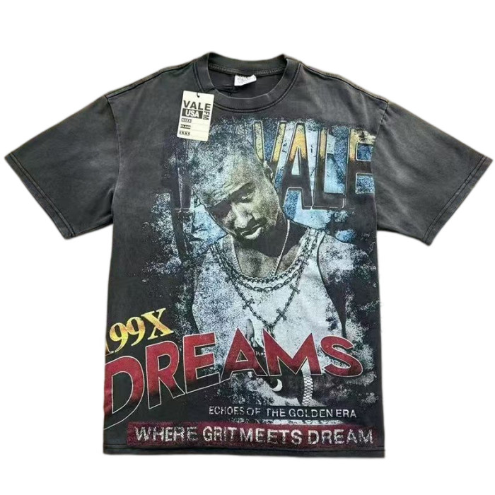 Retro 2Pac Portrait Graphic Washed Oversized Streetwear T-Shirt 2 colors 29027190
