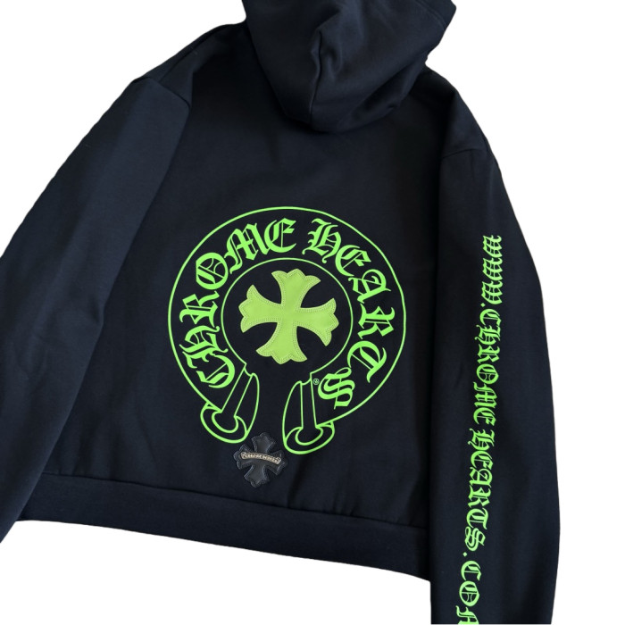 1:1 quality version Fluorescent Green Sanskrit Horseshoe Print Hoodie 28782545