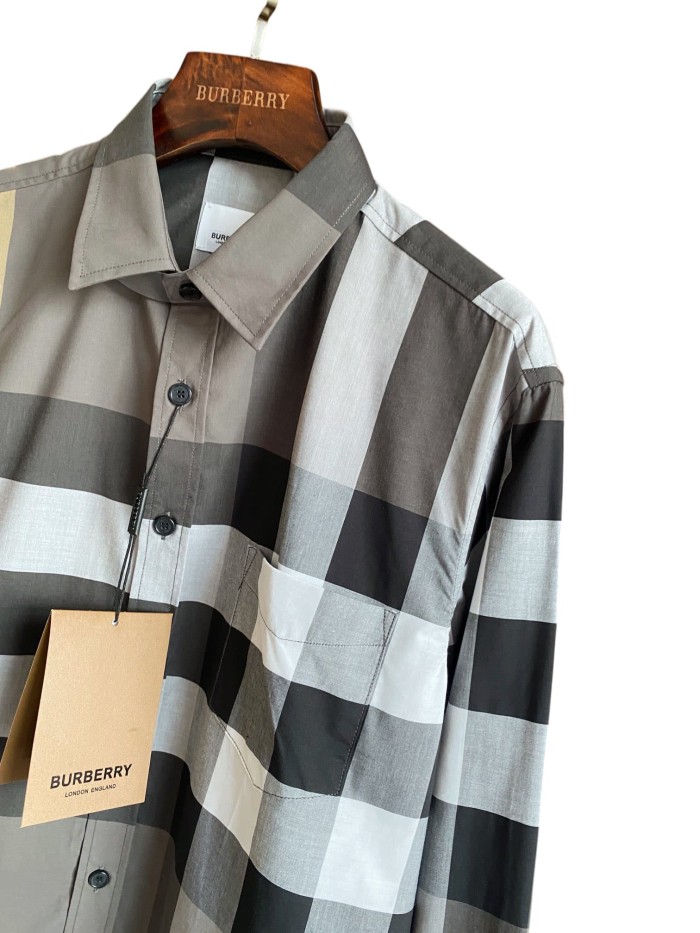 1:1 quality version Plaid Stretch Cotton Poplin Long Sleeve Shirt 8 colors 28875206
