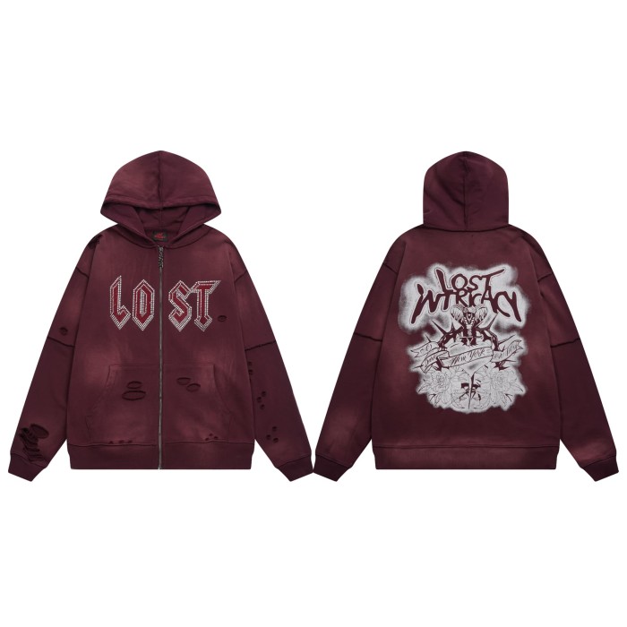 Hot diamond zipper Print washed Version Hoodie & Pants Set 2 colors 28465727