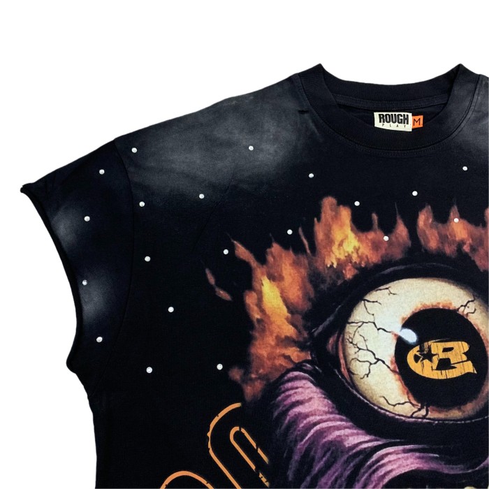 Monster Eye Print Rhinestone Distressed Vest 28519062