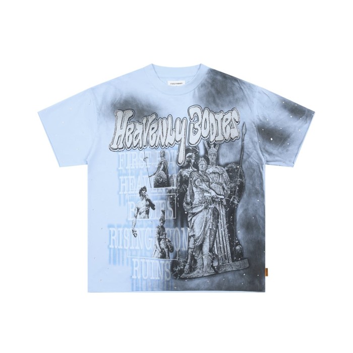 Sculpture Graffiti Rhinestone Print Washed Tee 29054094
