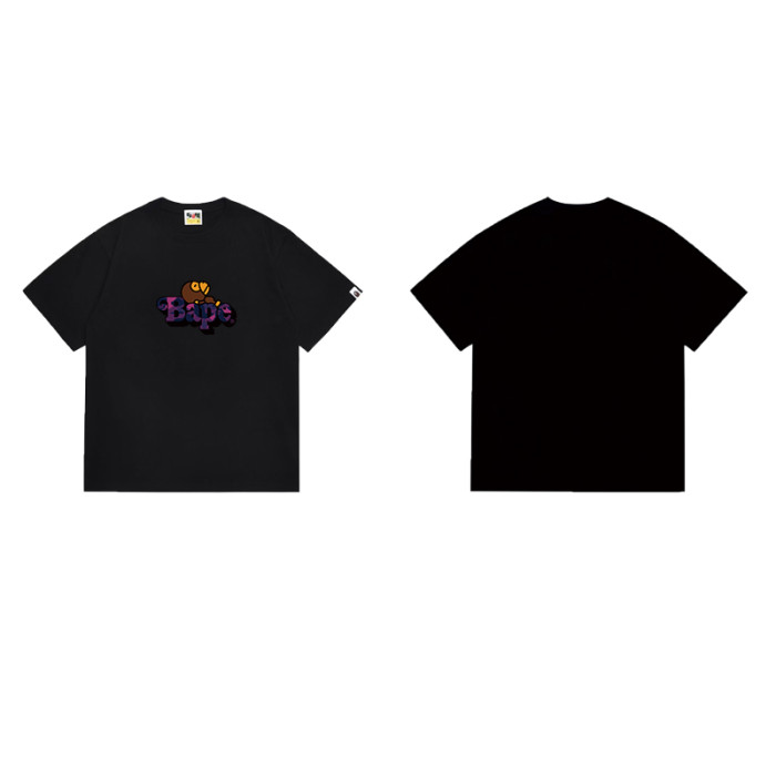 Cartoon Ape Purple Camo  Bape  Font Print T-shirt 2 colors 29053442
