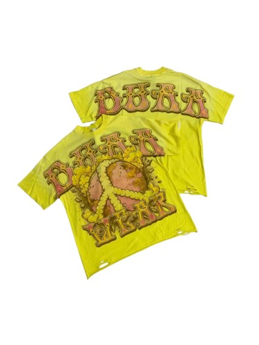 Bright Yellow Exploding Earth Rhinestone Print Washed Tee 29069143