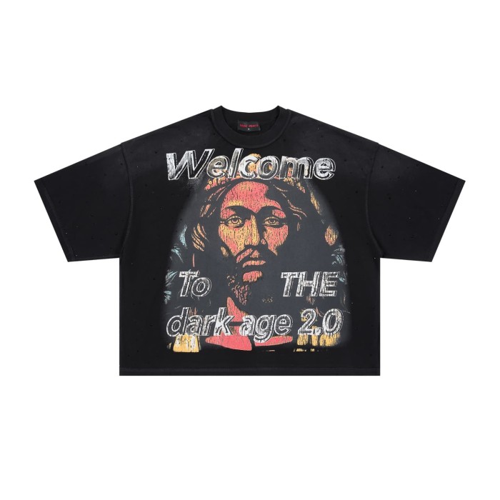 Dark Ages 2.0 Figure Rhinestone Print Washed Tee 29069409