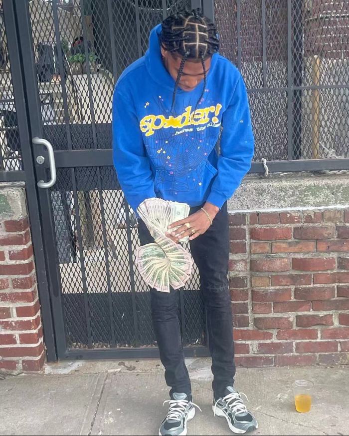 1:1 quality version Gold Letter Spider Hoodie & Pants Set