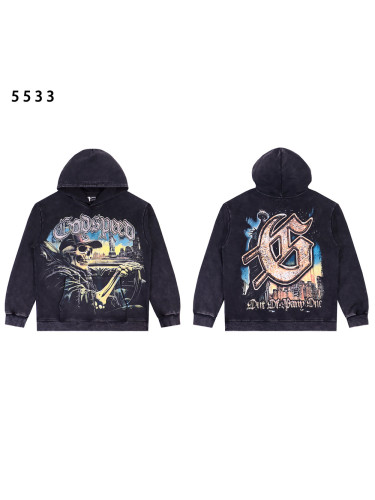 Skull Driving Print Washed Version Hoodie 2 colors 28476795