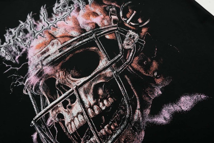 Football Helmet & Skull Print Washed Tee 29090175