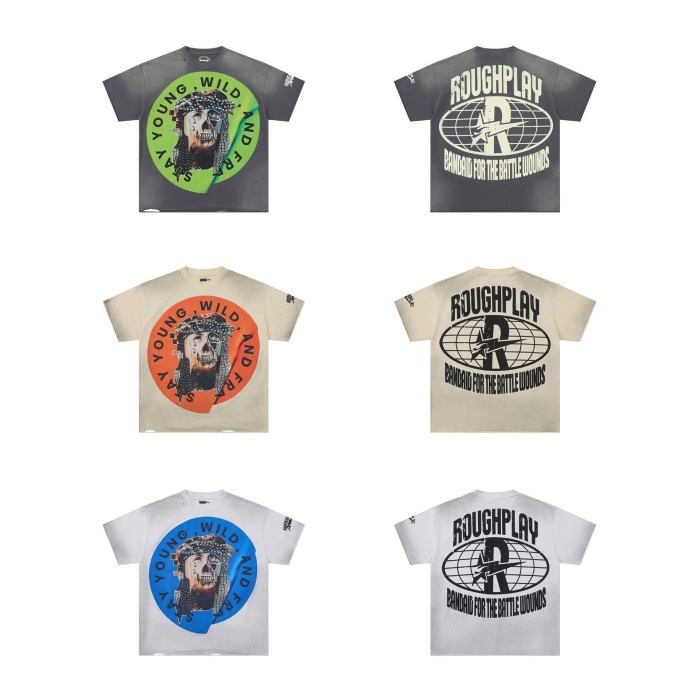 Patchwork Human Faces Rhinestone Print Washed Version Tee 3 colors 28758392