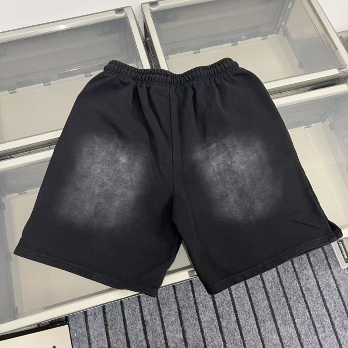 Side Blue Letter Print Washed Shorts 29043467
