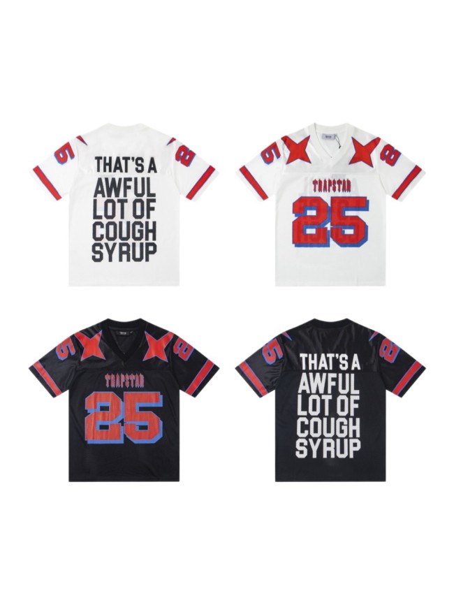 Oversized Urban Streetwear Star Motif Letter And Number Printed Mesh Jersey T-Shirt 2 colors 29080799