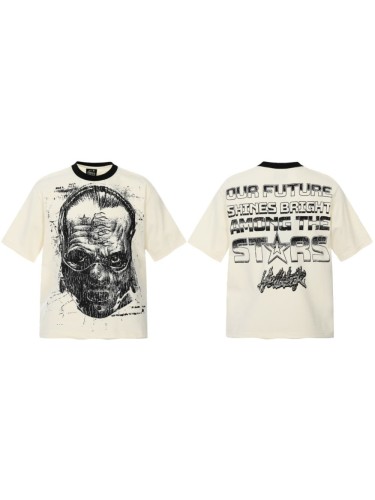 Mask Figure Sketch Print Washed Tee 29092378