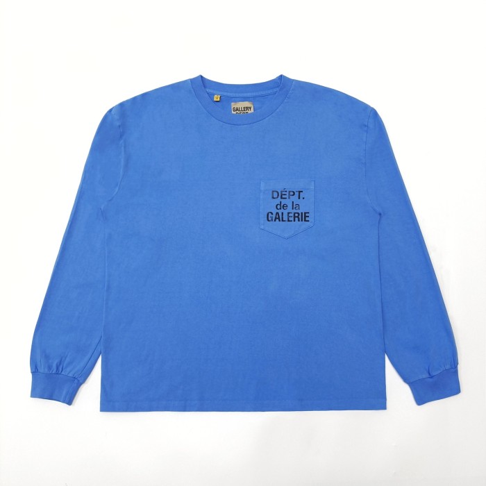 [Big & Tall for weights up to 260 lbs]1:1 quality version Chest Pocket French Letter Logo Long Sleeve T-Shirt 3 colors