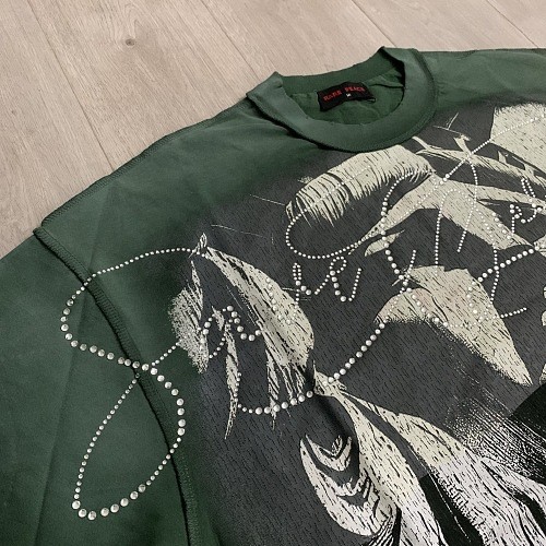 Deep Statue Of Liberty Sculpture Rhinestone Print Washed Tee 29069154