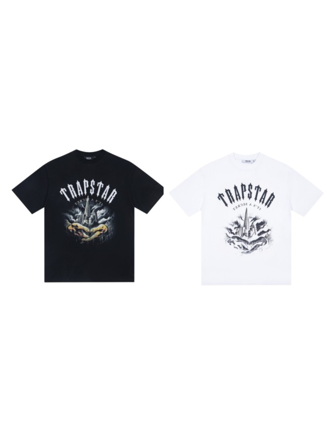 Relaxed Fit Urban Streetwear Gothic Letter And Cityscape Print T-Shirt 2 colors 29080243