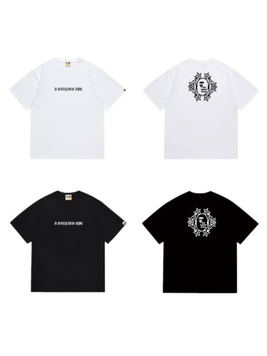 Gothic Font Print Thorn Star Ape Head Back Print T-shirt 2 colors 29053524