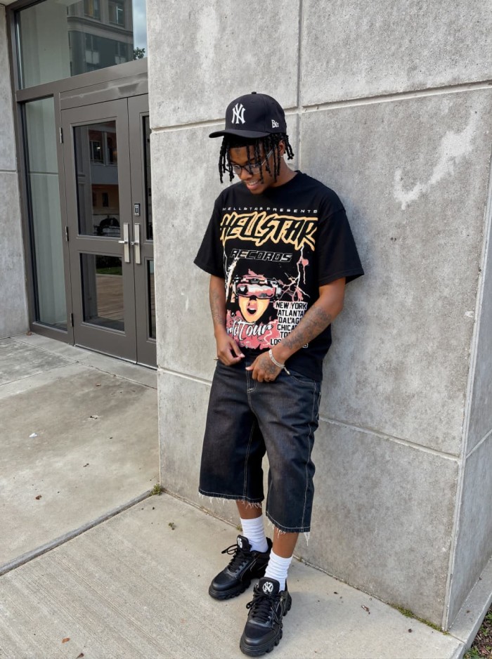 Lightning Virtual Face Print Washed Tee 29092386