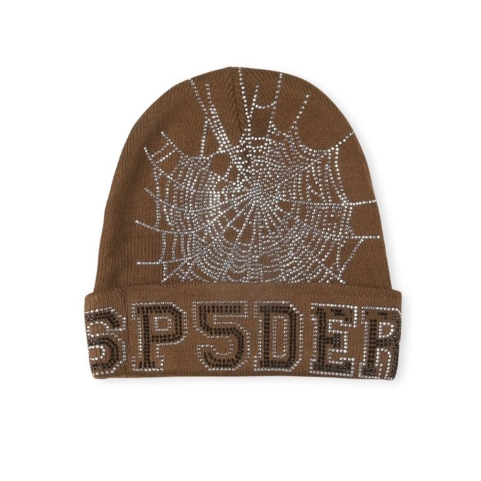 1:1 quality version Spider crystal web beanie