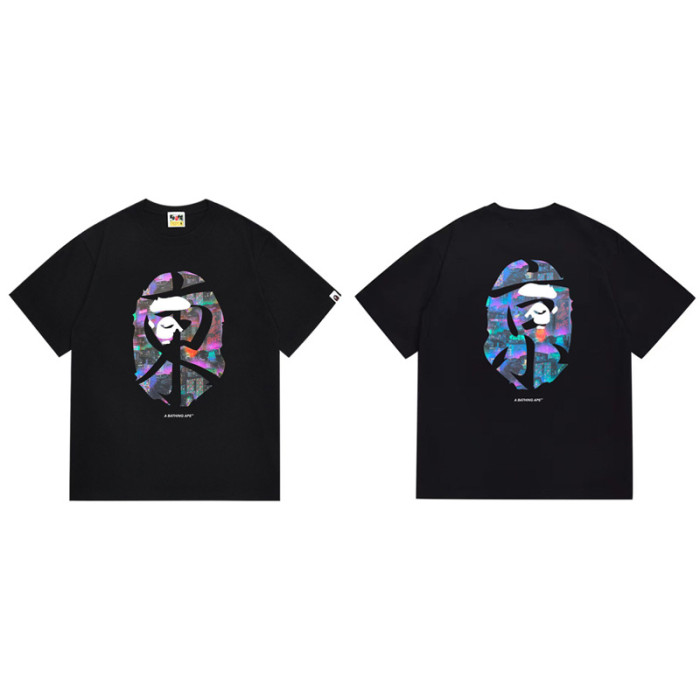 28270607 Checkered Graffiti Dazzle Ape Head Print Tee 28 colors