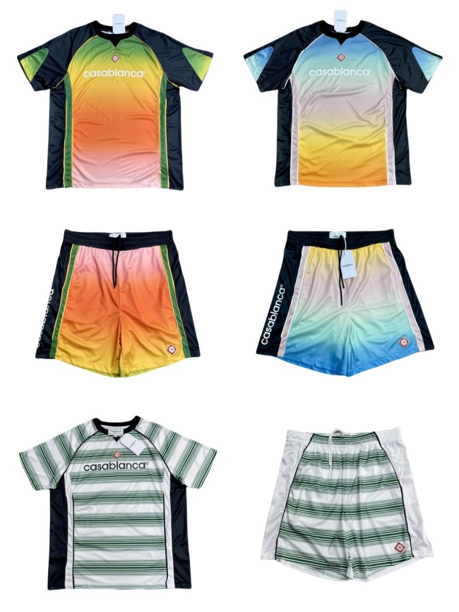 1:1 quality version 28310508 Gradient Colorblock Print Mesh Athletic Tee & Shorts Set 3 colors