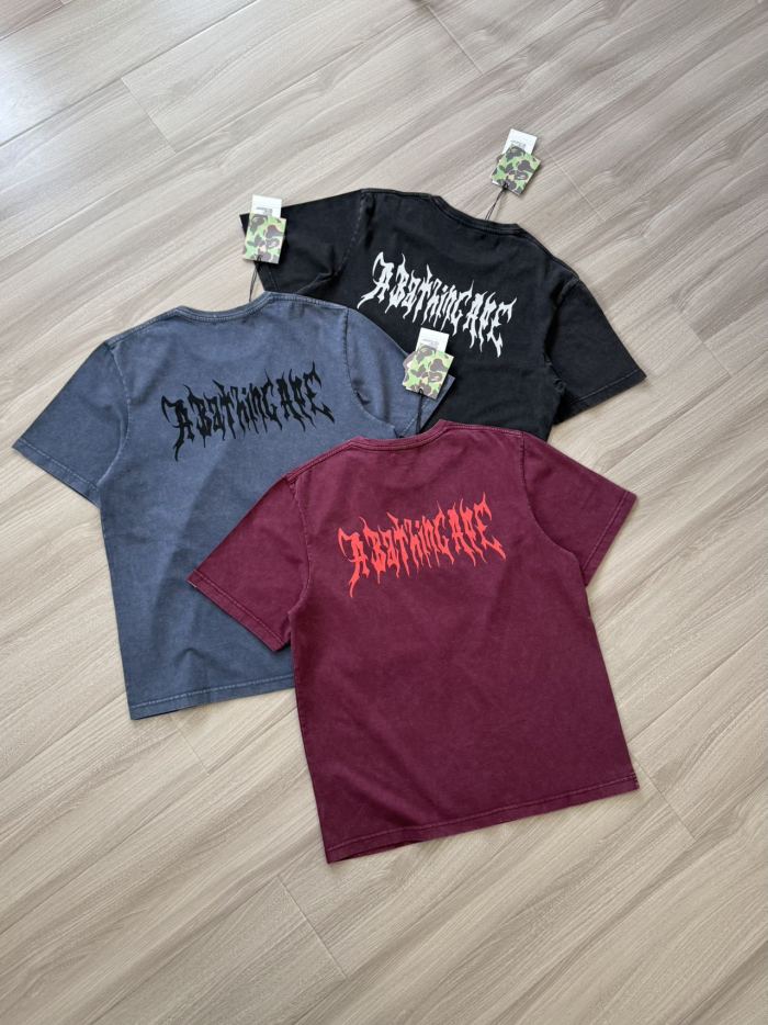 1:1 quality version Ape Head Letter Special Dyed Print Washed Retro T-shirt 3 colors 29060621