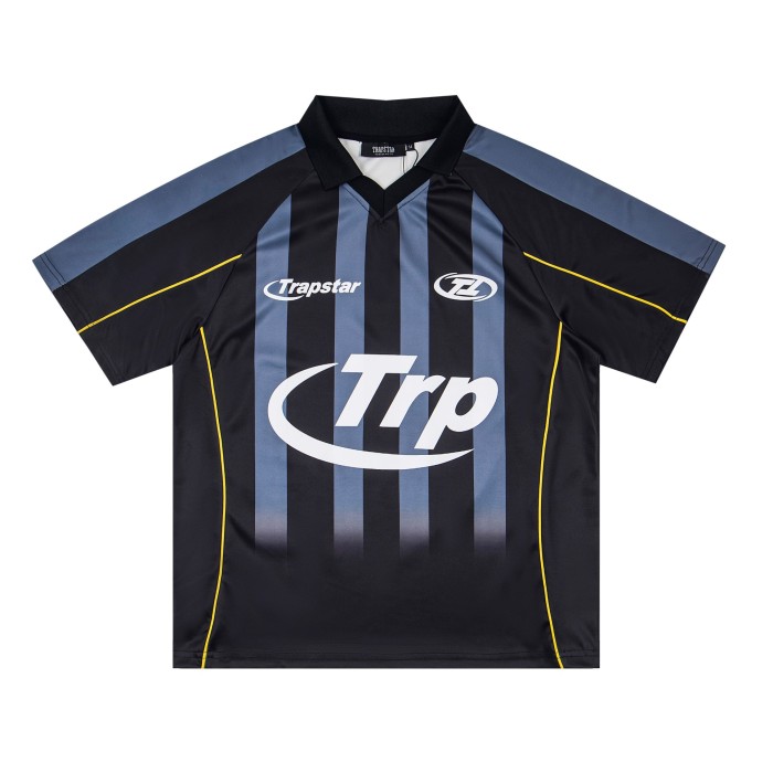 Urban Streetwear Black And Blue Stripe Gradient 17 Number Printed Jersey T-Shirt 29080810