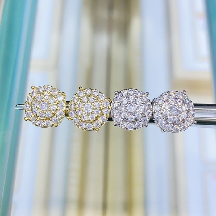 Hip-Hop Silver Moissanite Electroplated Earrings 2 colors 28782835