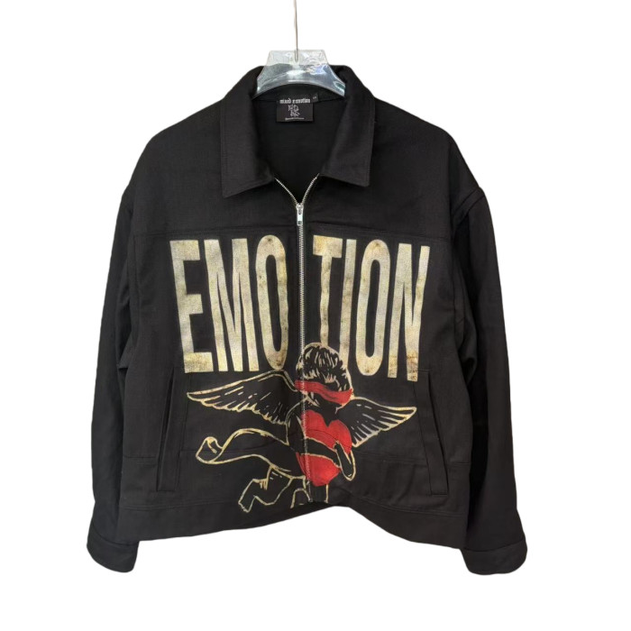 Masked Angel Heart Print Detachable Sleeve Zipper Jacket 28755454