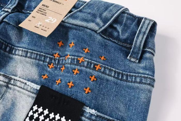 1:1 quality version Blue Flame Water Wave Ripped Jeans 29080460