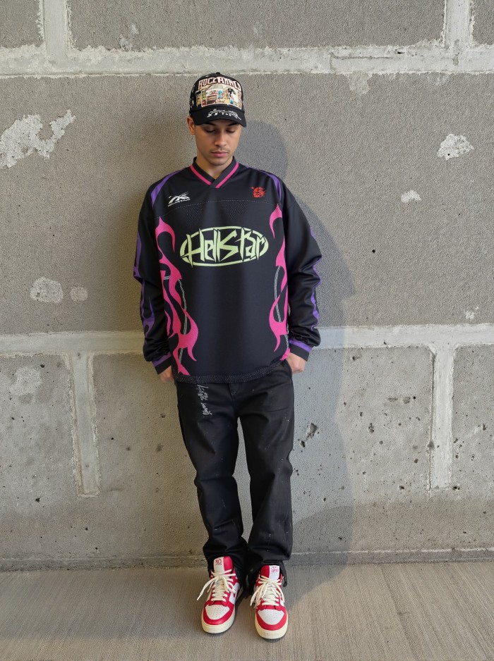 Pink and Purple Flame Digital Printed Mesh Long Sleeve T-Shirt 28474848