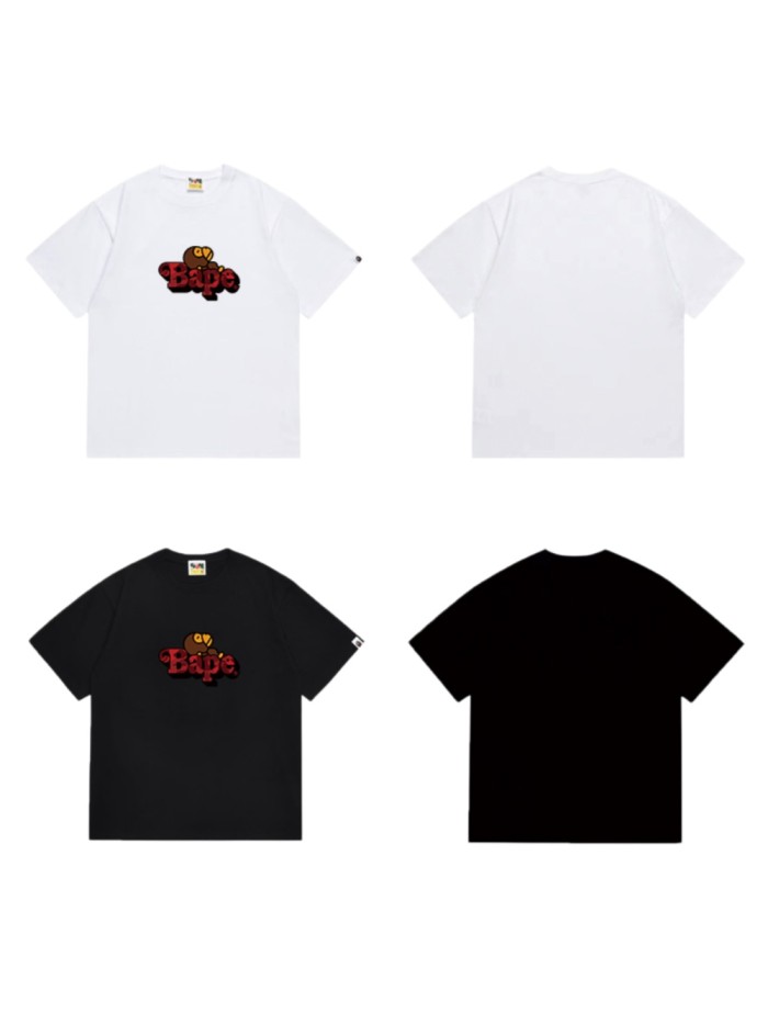 Cartoon Ape Red Camo  Bape  Font Print T-shirt 2 colors 29053445