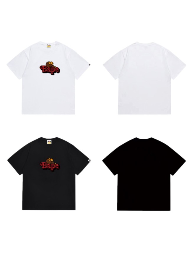 Cartoon Ape Red Camo Bape Font Print T-shirt 2 colors 29053445