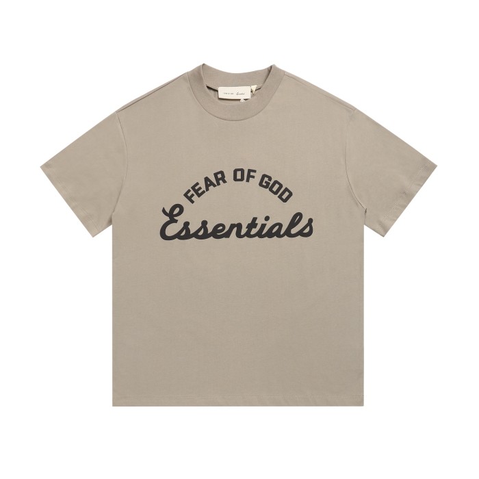 Curved cursive script letter, brown, loose-fitting, drop-shoulder, short-sleeved T-shirt 4 colors 29053727