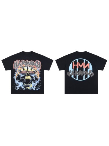 Flame Skull Sunglasses Rhinestone Print Tee 29077650