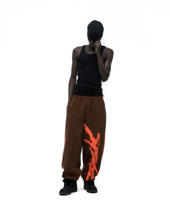 [Big & Tall for weights up to 220 lbs]1:1 quality version Orange Brush Rhinestone Brown Hoodie & Pants Set 28893164