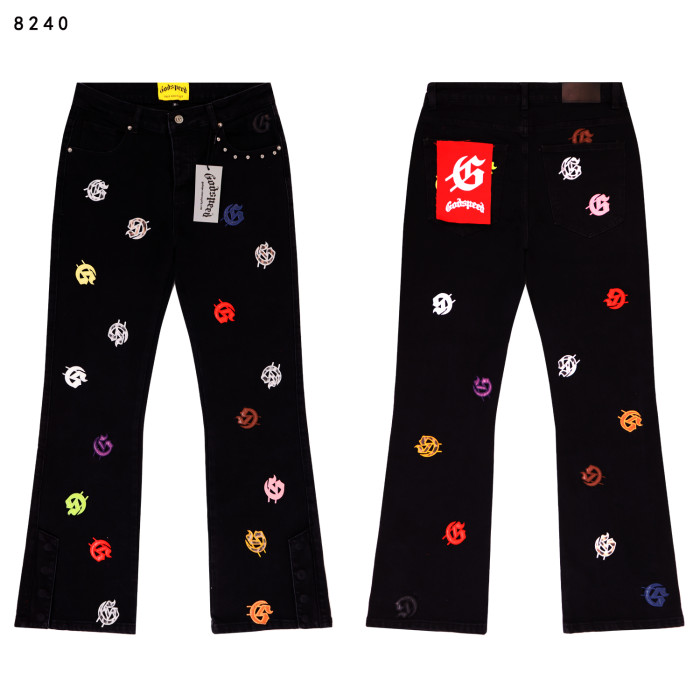 Colorful Logo Letter Embroidered Jeans 3 colors 28680577