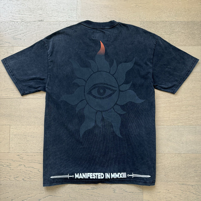 Flame Statue of Liberty Black Vintage Short-sleeved T-shirt 29046895